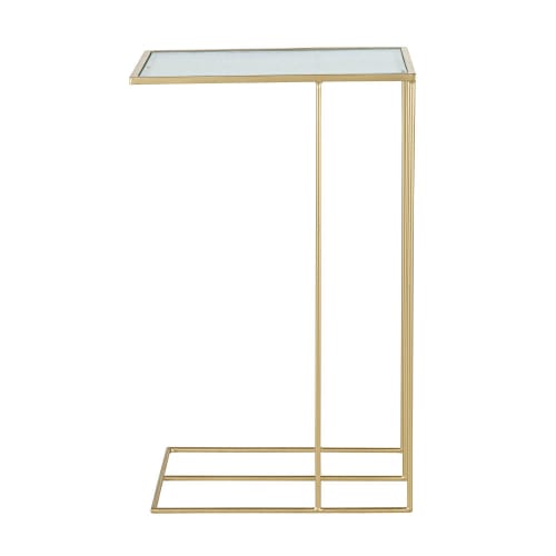 Möbel Beistelltische | Beistelltisch aus Glas und goldfarbenem Metall - LX16982
