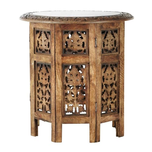 Möbel Beistelltische | Beistelltisch aus Holz mit Schnitzereien, B 46 cm - HT02734