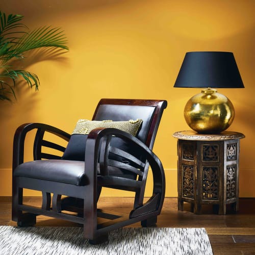 Beistelltisch aus Holz mit Schnitzereien, B 46 cm Saranya | Maisons du