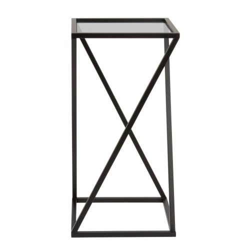 Möbel Beistelltische | Beistelltisch aus schwarzem Metall und Glas - KI51091