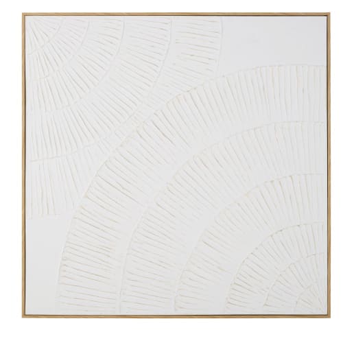 Bemalte Leinwand mit Kiefernholz, weiß und braun, 123x123cm | Maisons du Monde