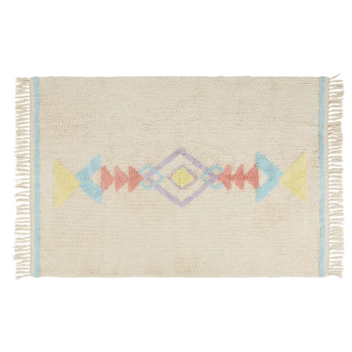 Kids Children's rugs | Berber-style beige fringed rug in OEKO-TEX® cotton 120x180cm - ZV44826