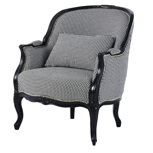 Sofas und sessel Sessel | Bergère-Sessel mit Hahnentrittmuster, schwarz und weiß - NC24620