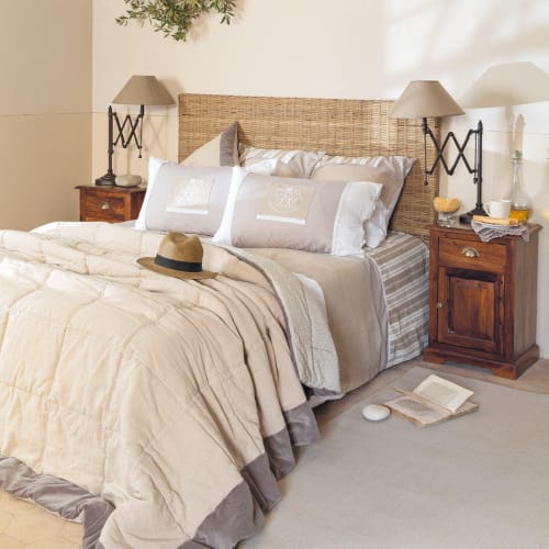 Bett Kopfteil Aus Kubu Rattan Und Massivem Mahagoni B 140 Cm Key West Key West Maisons Du Monde