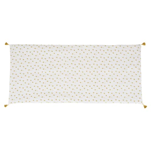 Bettbezug für Bodenmatratzen aus weißer und gelber Bio-Baumwolle, 90x190cm