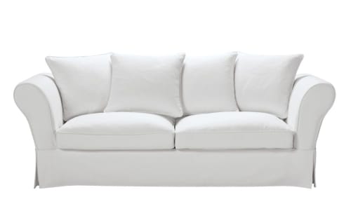 Bezug für feststehendes oder ausziehbares 3/4-Sitzer-Sofa, elfenbeinfarben, 6cm Matratze