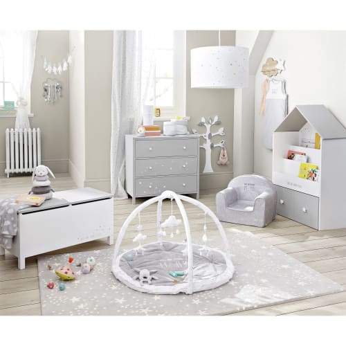 Bibliotheque Maison Enfant 1 Tiroir Grise Et Blanche Celeste Maisons Du Monde