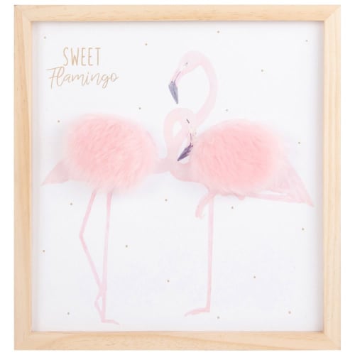 Bild Flamingos Aus Paulownienholz 30x32 Sweet Flamingo Maisons Du Monde