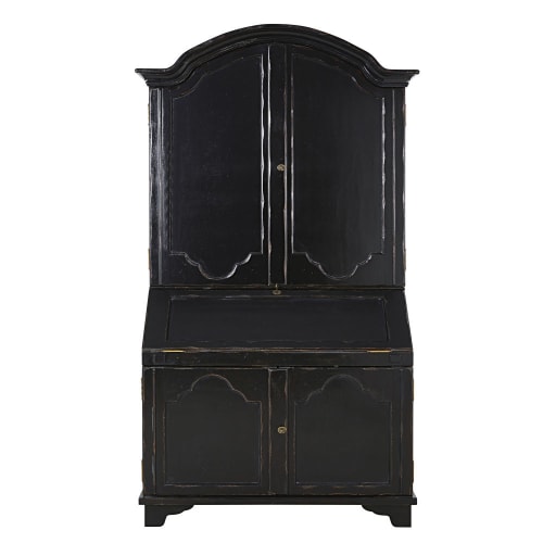 Black 4 Door Wardrobe With Writing Bureau Maisons Du Monde