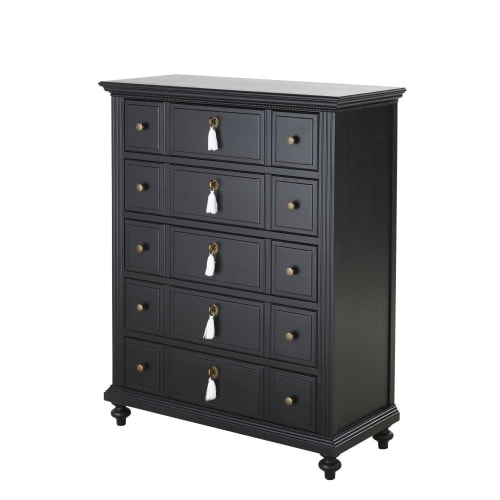 Black 5 Drawer Tall Chest Of Drawers Cambronne Maisons Du Monde