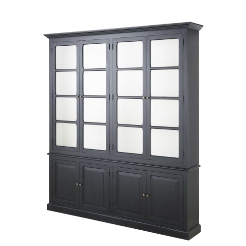 Black 8 Door Bookcase Cambronne, Black Bookcase With Cabinet Doors