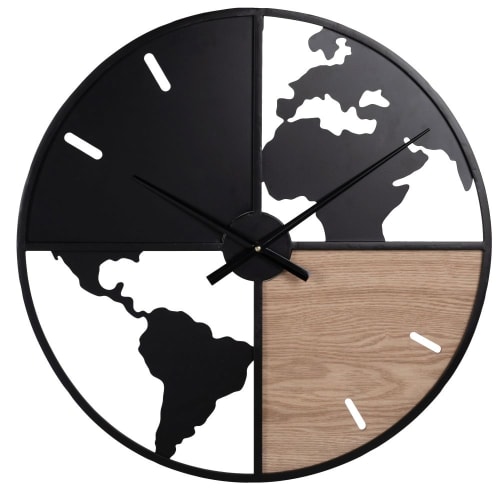 Decor Clocks | Black and beige clock D55cm - IX36981
