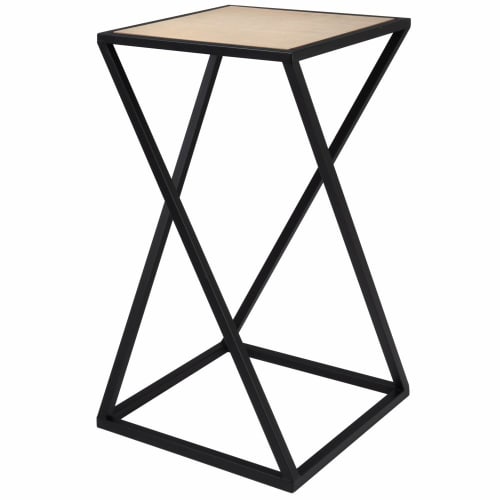 Black and Beige Recycled Iron Side Table