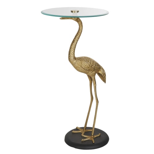 Black and gold bird side table