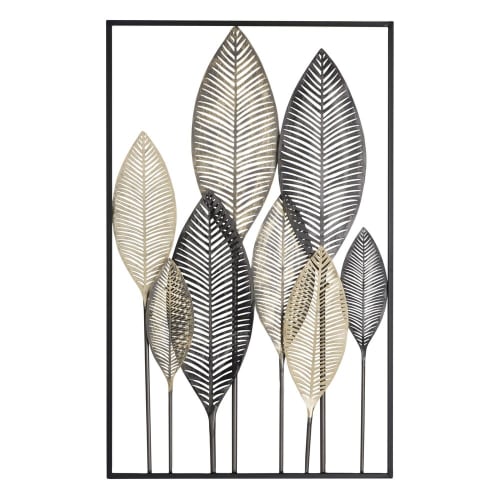 Black and Gold Metal Feather Wall Art 53x84