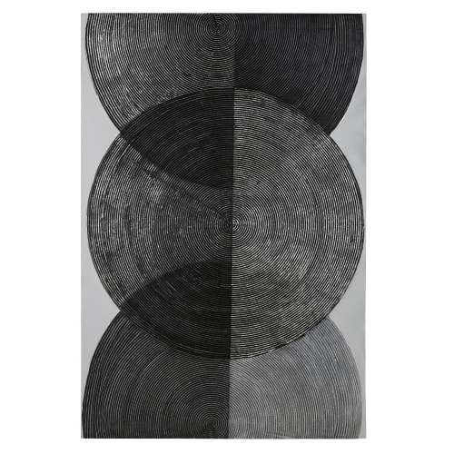 Black Circular Shapes Canvas Painting With Wooden Frame 100x150cm Sanya Maisons Du Monde