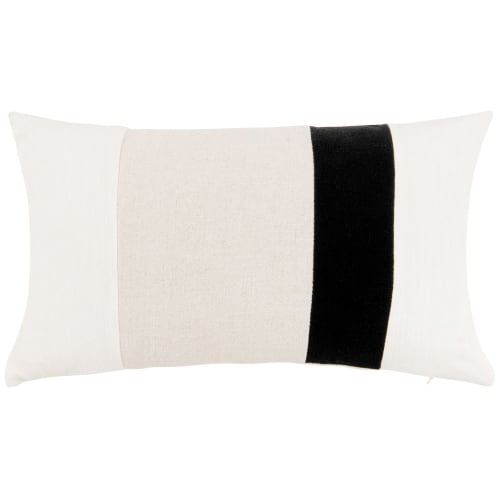 Soft furnishings and rugs Cushions & covers | Black, ecru and beige printed cotton and ramie cushion cover 30x50cm - AX82077
