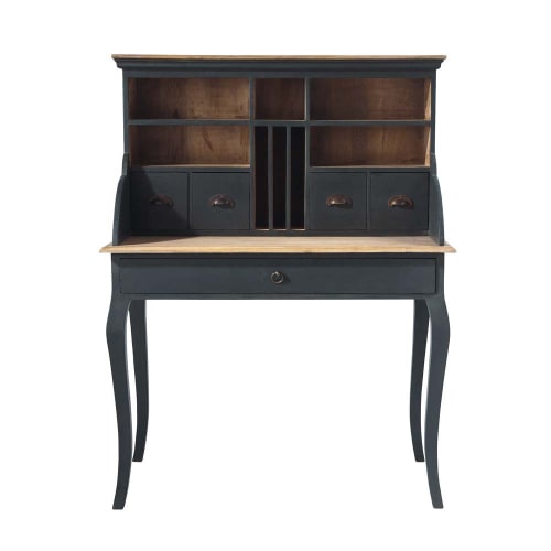 Black Mango Wood Writing Desk Chinon Maisons Du Monde