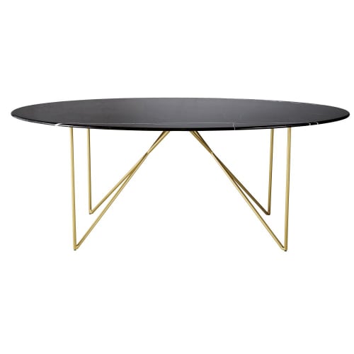 6 Seater Dining Table L200 Izmir, Marble And Metal Dining Table