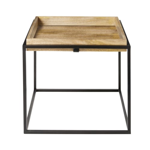 Black Metal and Mango Wood Side Table TERRITOIRE Maisons du Monde