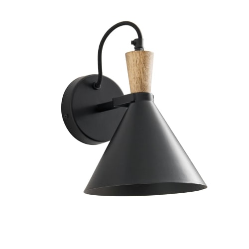 Black Metal and Mango Wood Wall Light Santiny Maisons du Monde