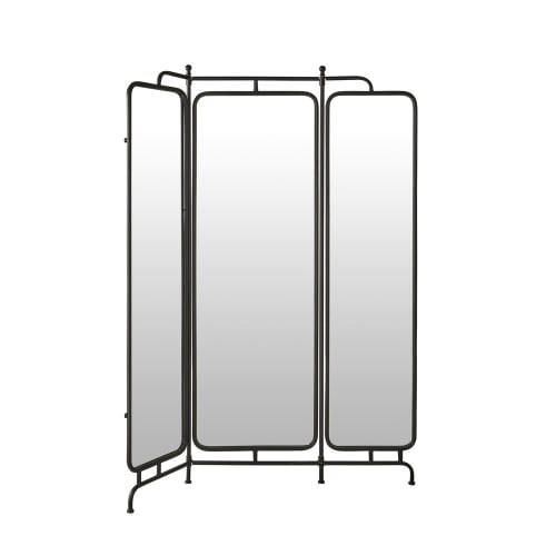 Black Metal And Mirror Room Divider