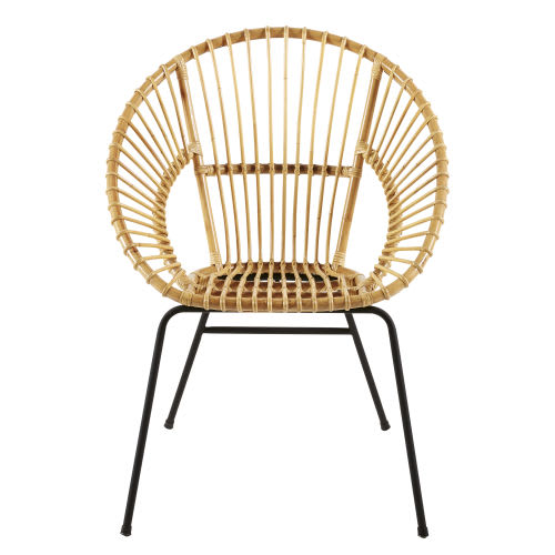 Black Metal and Rattan Armchair Zen Market | Maisons du Monde