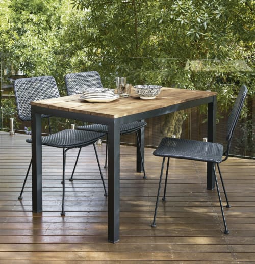 6 Seater Garden Table L120 Oural, Black Metal Outdoor Table