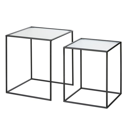 Black Metal And Wired Gl Side Tables X2 Hoover Maisons Du Monde Maisons Du Monde