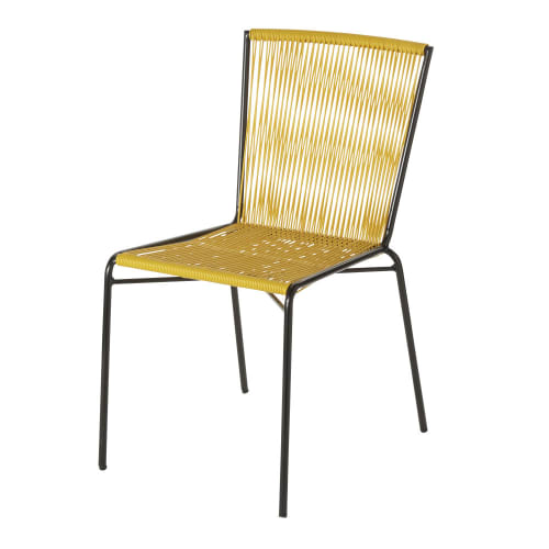 Outdoor collection Garden chairs | Black Metal and Yellow Resin Garden Chair - QP90598