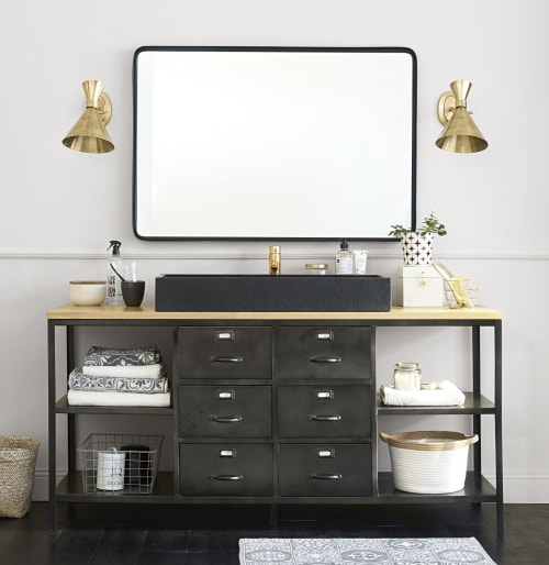 Black Metal Mirror 75x110 Weston Maisons Du Monde Black Metal Mirror 75x110 Weston