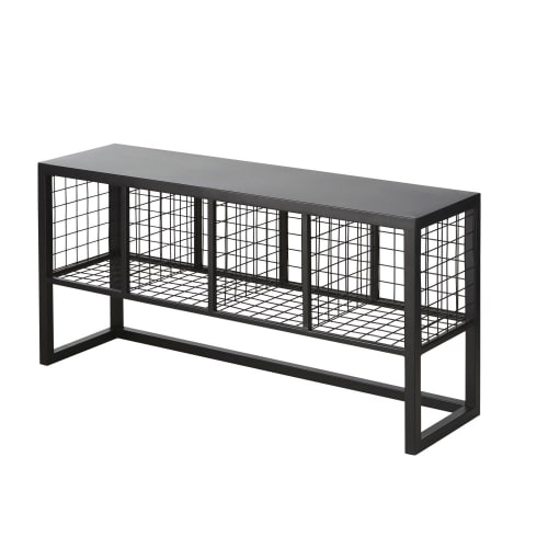 Black Metal Storage Bench with Compartments Rebel Maisons du Monde