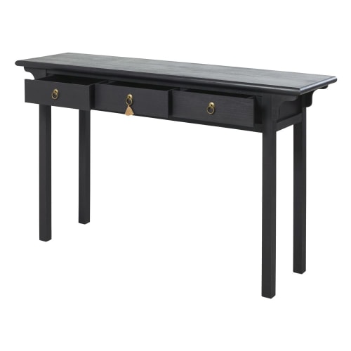 black 3 drawer console table