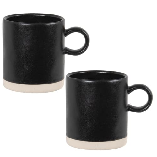 Black stoneware mug - Set of 2