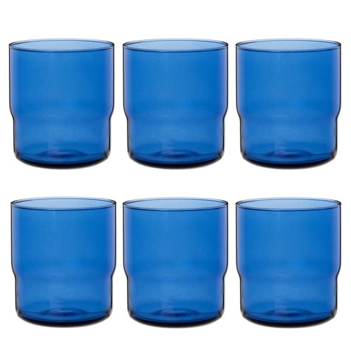 Blauw glas - Set van 6