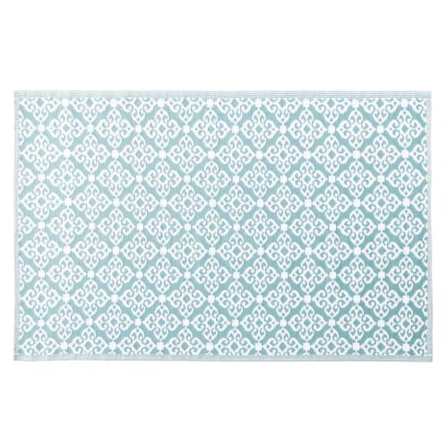 geweten zwaarlijvigheid Verder Blauw tapijt van polypropyleen, wit motief 180 x 270 cm, OEKO-TEX® ROSACE | Maisons  du Monde