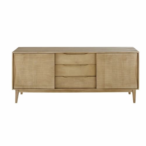Bleached-finish sideboard with 2 doors and 3 drawers