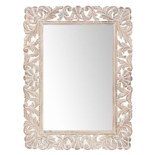 Decor Mirrors | Bleached Mango Wood Mirror 60x80 - FY73451