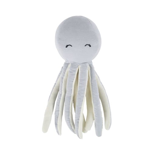 Blue and ecru octopus cuddly toy
