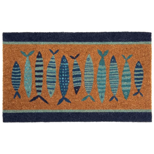 Blue Fish Print Doormat 45x75