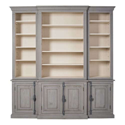 Blue-Grey Recycled Pine 4-Door Bookcase