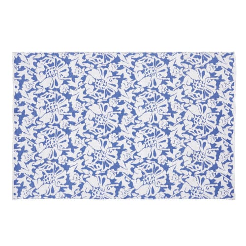 blue and white floral print