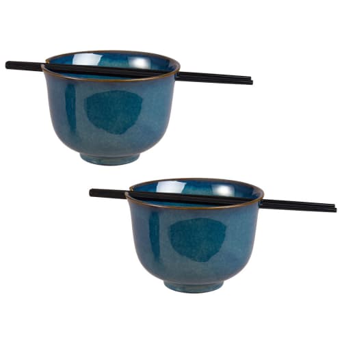 Blue Stoneware Rice Bowl - Set of 2
