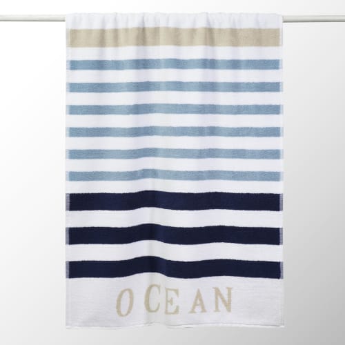 Blue Stripe Cotton Bath Sheet 70 x 140cm Océan Maisons du Monde