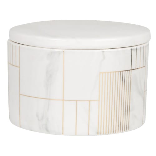 Déco Boîtes | Boîte en porcelaine blanche et dorée - GQ35735