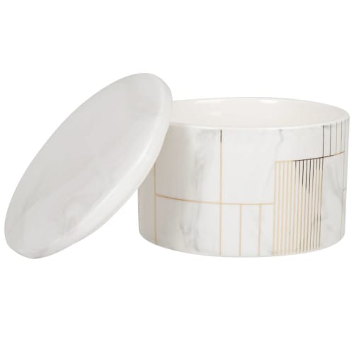 Déco Boîtes | Boîte en porcelaine blanche et dorée - GQ35735
