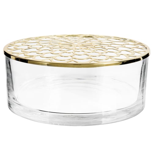 Panier Metal Ajoure Dore Rayure X2