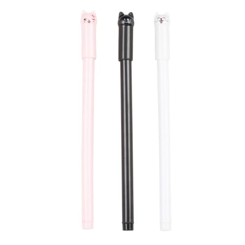 Bolígrafos con figura de gato negro, blanco y rosa (x3) - Lote de 2