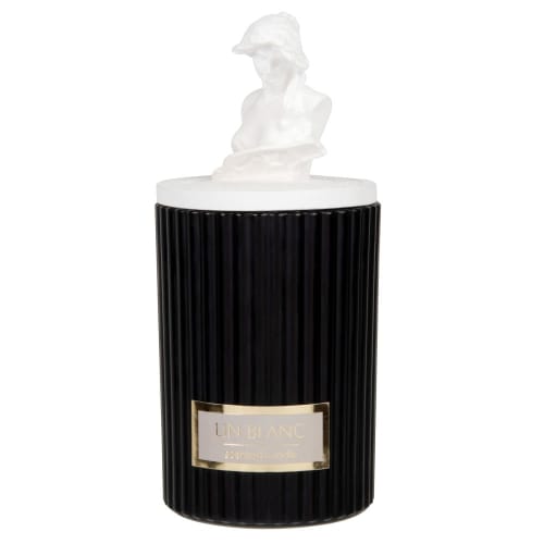Bougie parfumée en verre et plâtre blanc, noir et doré 170 g | Maisons du Monde