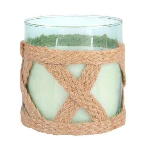 Bougie parfumée en verre teinté bleu et corde Maisons du Monde Bougie parfumée en verre teinté bleu et corde Maisons du Monde